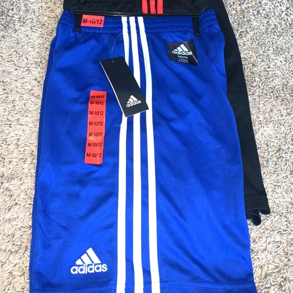Adidas 2 pack active athletic classic 3 stripe youth shorts Size Medium 10-12 - Picture 4 of 5